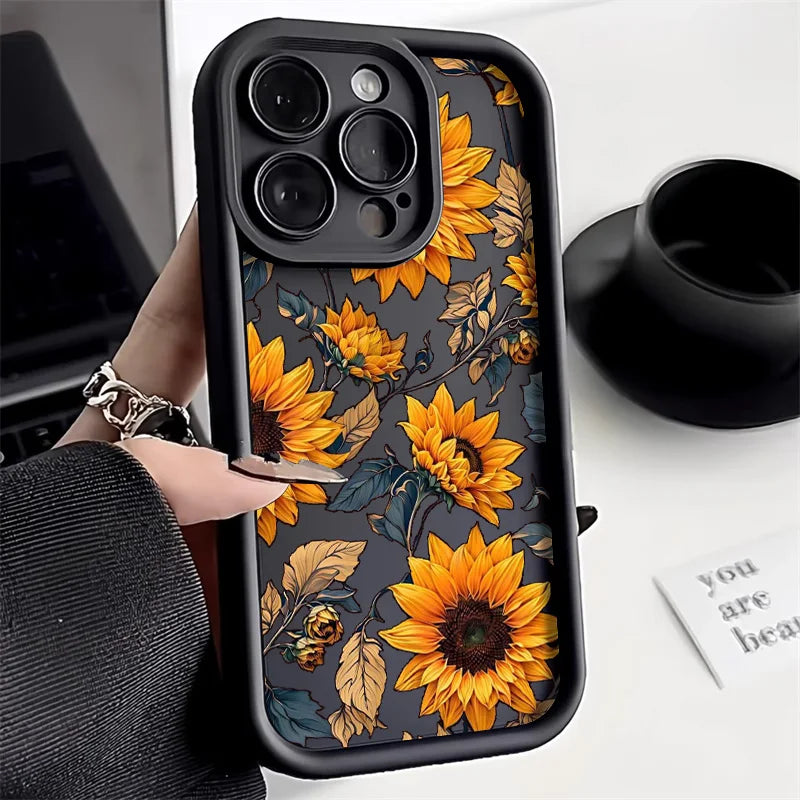 Flower Shockproof Matte Silicone Cover Phone Case