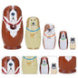5 Pcs Matryoshka Wooden Toy Stack Nesting for Kids Birthday Gift Dolls Toys