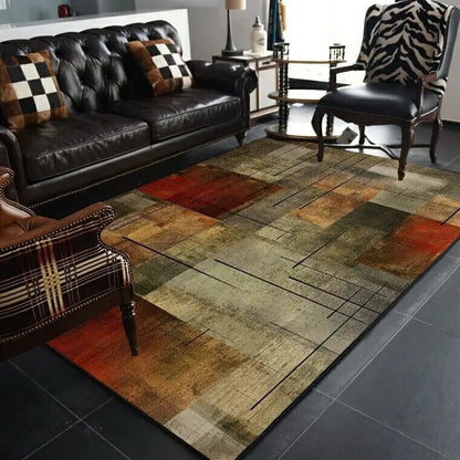 Abstract Geometric Large Rugs for Living Room Nordic Retro Room Decoration Home Mats Non-slip Washable Bedroom Cloakroom Carpet