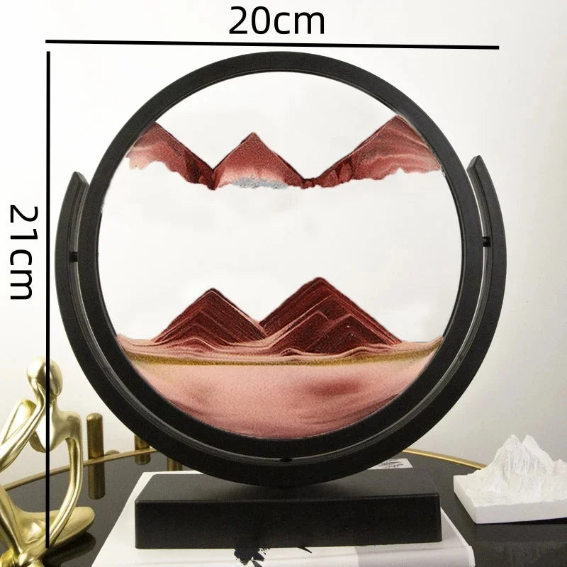 3D Moving Sand Art Painting Hourglass Round Handmade Glass Deep Sea Sandscape Quicksand Craft Sandglass Home Decoration Gifts