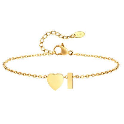 Women Heart Initial Stainless Steel Personalized Anklet Bracelets
