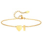 Women Heart Initial Stainless Steel Personalized Anklet Bracelets