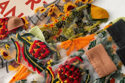 BotaniBabe Sheer Bloom Socks – Embroidered Crystal Silk Socks