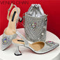 Women Shoes and Bag Set With Rhinestone Handbag
