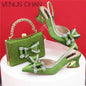 Med Heel Shoes for Women Italian Design Shoes and Bag Set