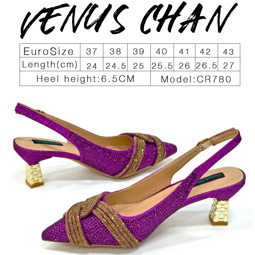 Women's Shoes and Bag Set with Rhinestone