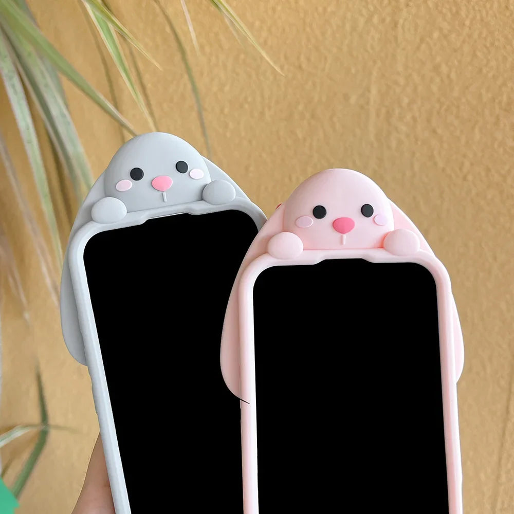 Cute Cartoon Benny Rabbit Hairball Tail Holder Phone Case