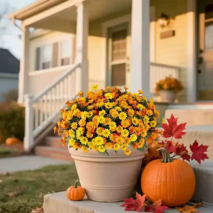 SunsetBloom Everlasting Outdoor Mums – Lifelike Artificial Flowers for Garden & Patio Decor