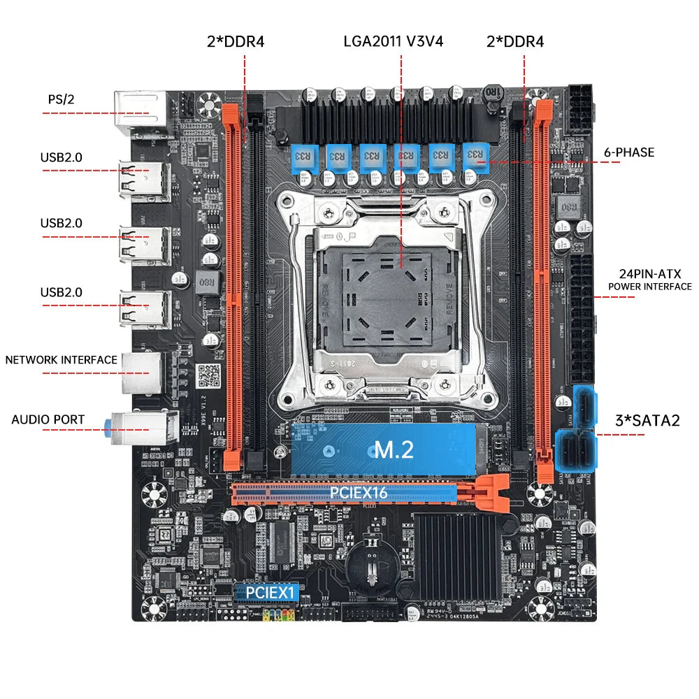 MOUGOL X99 Gaming Motherboard Kit with Intel Xeon E5 2680 V4 & DDR4 8Gx2 2133MHz Dual Channel ECC RAM M.2 NVME for Desktop PC