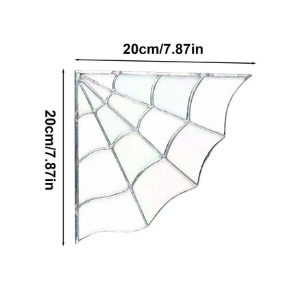 Corner Spider Web Stained Glass Spider Window Film Halloween Decoration Stunning Artwork Usable On Both Sides 7.8 X 7.8 Inches