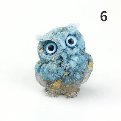 1PCS Crystal Stone Owl Animal Crafts Hand Made Small Figurines DIY Resin Table Decor Home Decor Girls Gifts