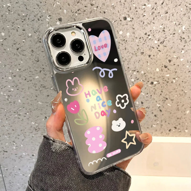 Rose Flower Make Up Mirror Cover Phone Case