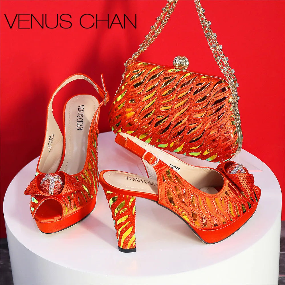 New Fashionable Ladies Shoes Matching Bag Set