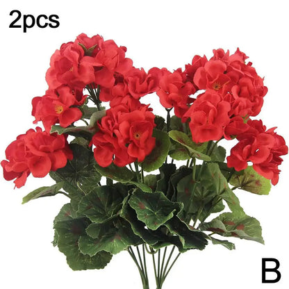 Artificial Geranium Red Pink Flowers Plant Artificial Flower Silk Fake Hydrangea Begonia Flower Home Office Wedding Decoration