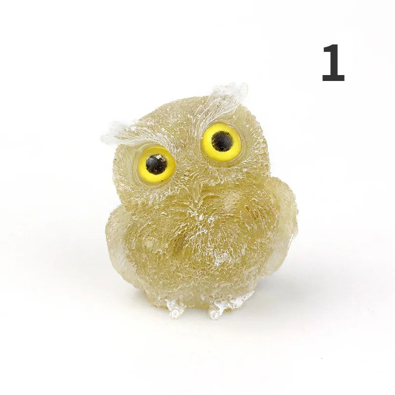 1PCS Crystal Stone Owl Animal Crafts Hand Made Small Figurines DIY Resin Table Decor Home Decor Girls Gifts