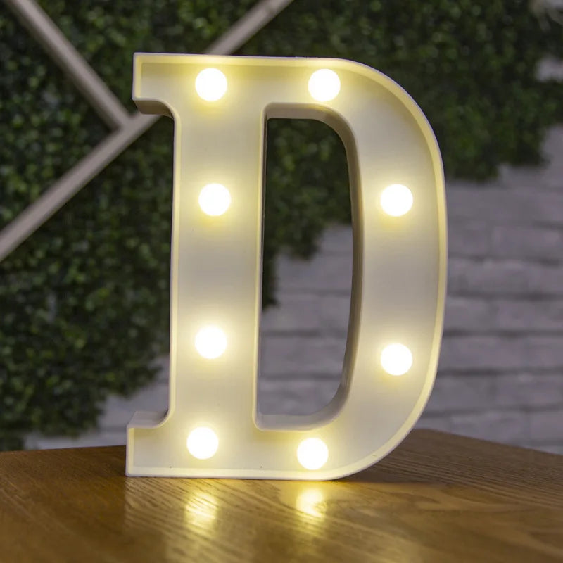 Decorative Letters Alphabet Letter LED Lights Luminous Number Lamp Night Light Wedding Proposal Party Baby Bedroom Decoration
