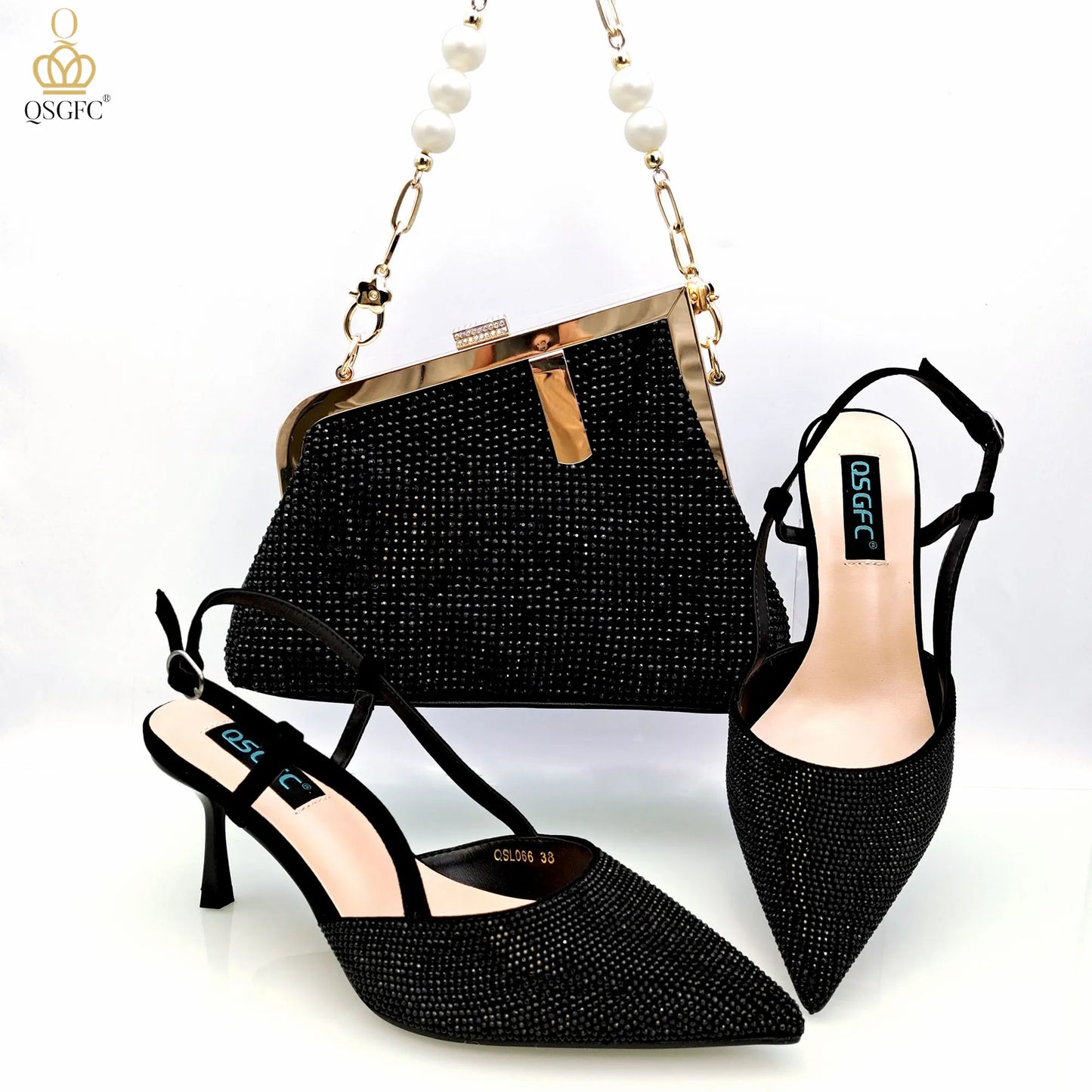 Fashion Shoulder Bag and Strap High Heels Set