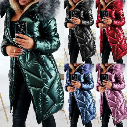 Stylish Women’s Mid-Length Parka with Fur Collar