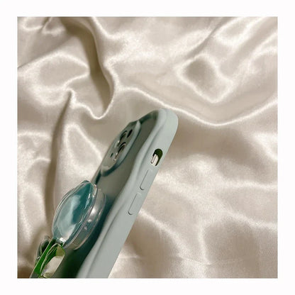 New Candy Macaron Crystal Flower Holder Phone Case