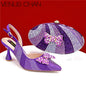 High Quality Rhinestone Heels Shoes and Blue Mini Bag