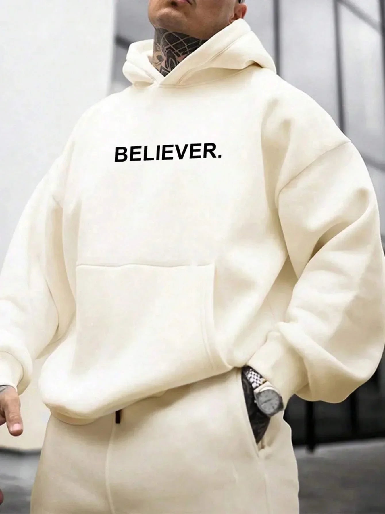 Devotee Letter Printed Hoodie - Trendy Sportswear
