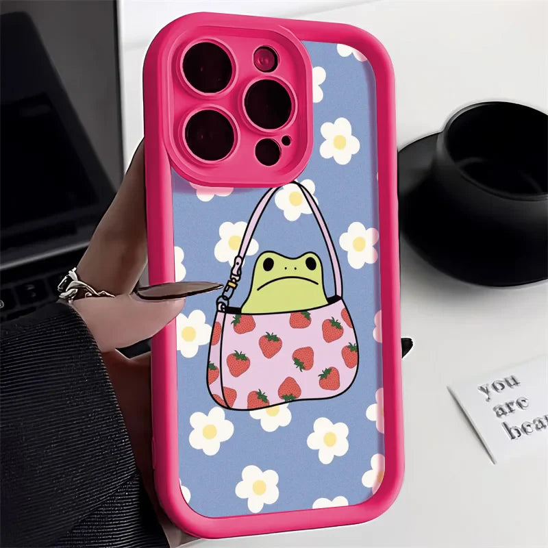 Cute Flower Cartoon Frog Strawberry Cover Phone Case