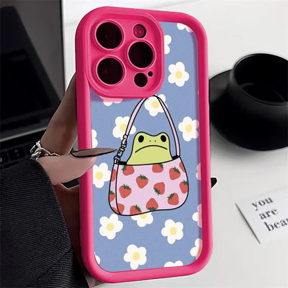 Cute Flower Cartoon Frog Strawberry Cover Phone Case