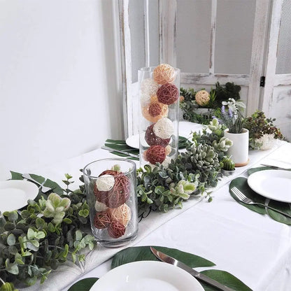 24Pcs Natural Decorative Wicker Rattan Balls Vase Filler House Ornament Garden Wedding Party Coffee Table Decoration Craft