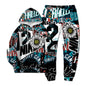 European Style New NK Letter Hip-hop 3D Digital Printing Fashion Casual Sports Youth Men and Women Hoodie Long Pants 2-Piece Set