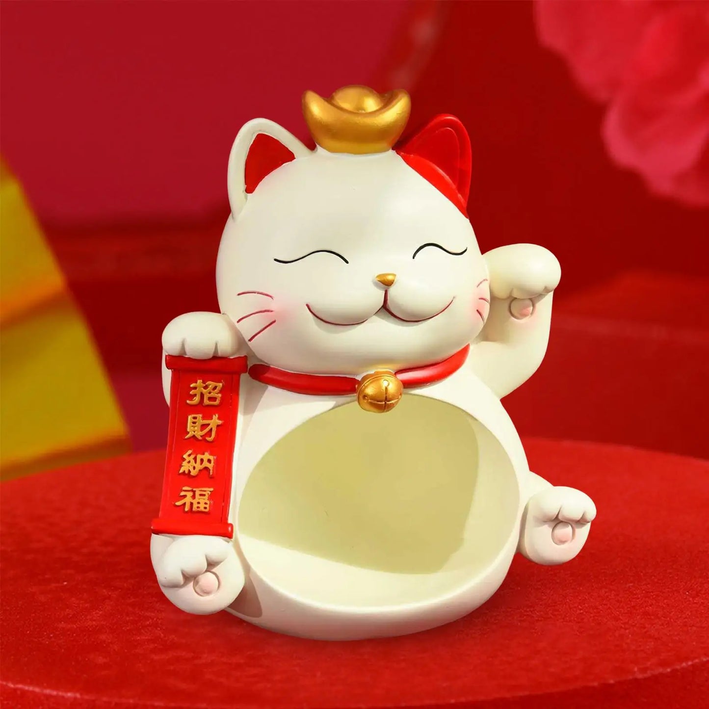 Cat Sculpture Storage Bowl Animals Figurine Key Storage Tray for Table Decoration