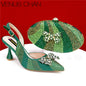 High Quality Rhinestone Heels Shoes and Blue Mini Bag