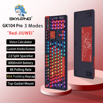 Wireless Mechanical Keyboard with 3.0 Screen 3 Knobs Hot-Swappable Silent Switch PBT keycaps