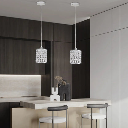 Crystal Pendant Light Modern Kitchen Island Lighting Adjustable White | Lighting | Kitchen + Metal