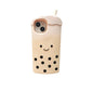 Cute 3D Smile Pearl Milk Tea Cup Phone Case