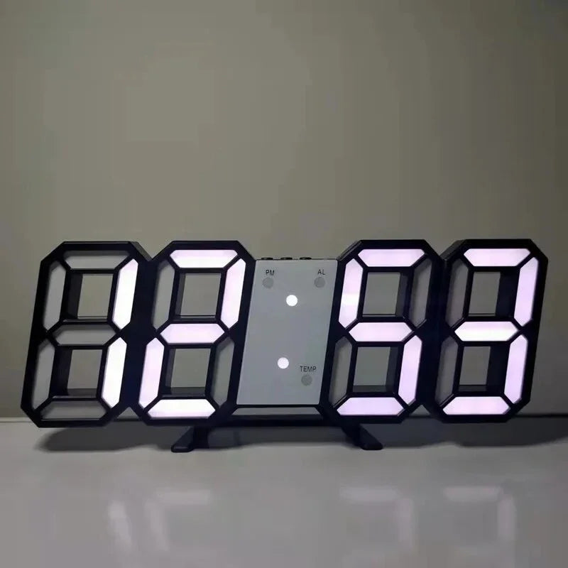 LED Digital Wall Clock - Modern Alarm Clock for Bedroom & Living Room