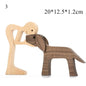 Cute Wood Dog Human Statue Craft Figurine Desktop Table Ornament Carving Model Home Room Decoration Pet Sculpture Christmas Gift