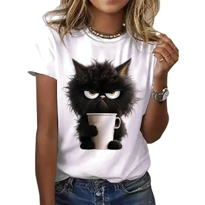 😻 Funny Cat Women's Summer T-Shirt – Purr-fectly Playful & Comfy!