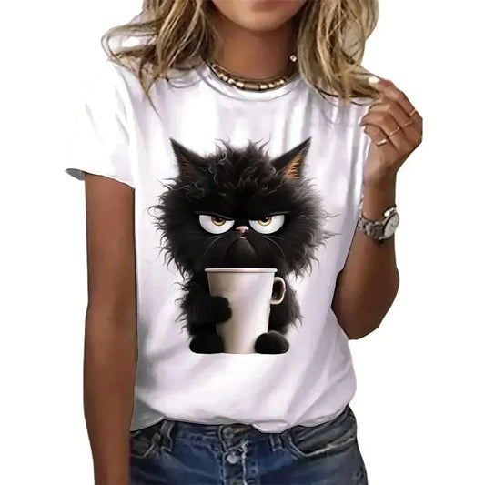 😻 Funny Cat Women's Summer T-Shirt – Purr-fectly Playful & Comfy!