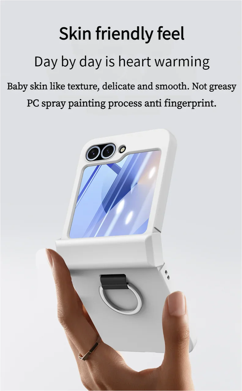 Colorful Matte With Grip Ring Case For Samsung Galaxy Z Flip 6 5 4 3 ZFlip6 ZFlip5 Finger Buckle Solid Color Shockproof Cover