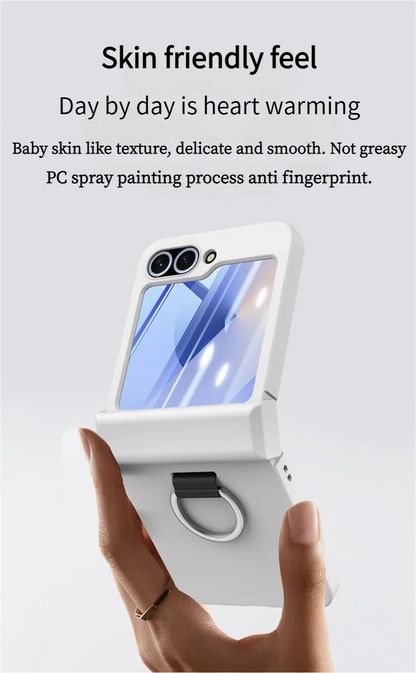 Colorful Matte With Grip Ring Case For Samsung Galaxy Z Flip 6 5 4 3 ZFlip6 ZFlip5 Finger Buckle Solid Color Shockproof Cover