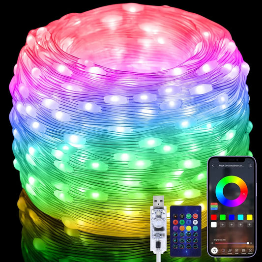 RGB IC Smart String Light DIY LED Fairy Lights Programmable WS2812B USB Garland Decoration for Home Bedroom Christmas Wedding