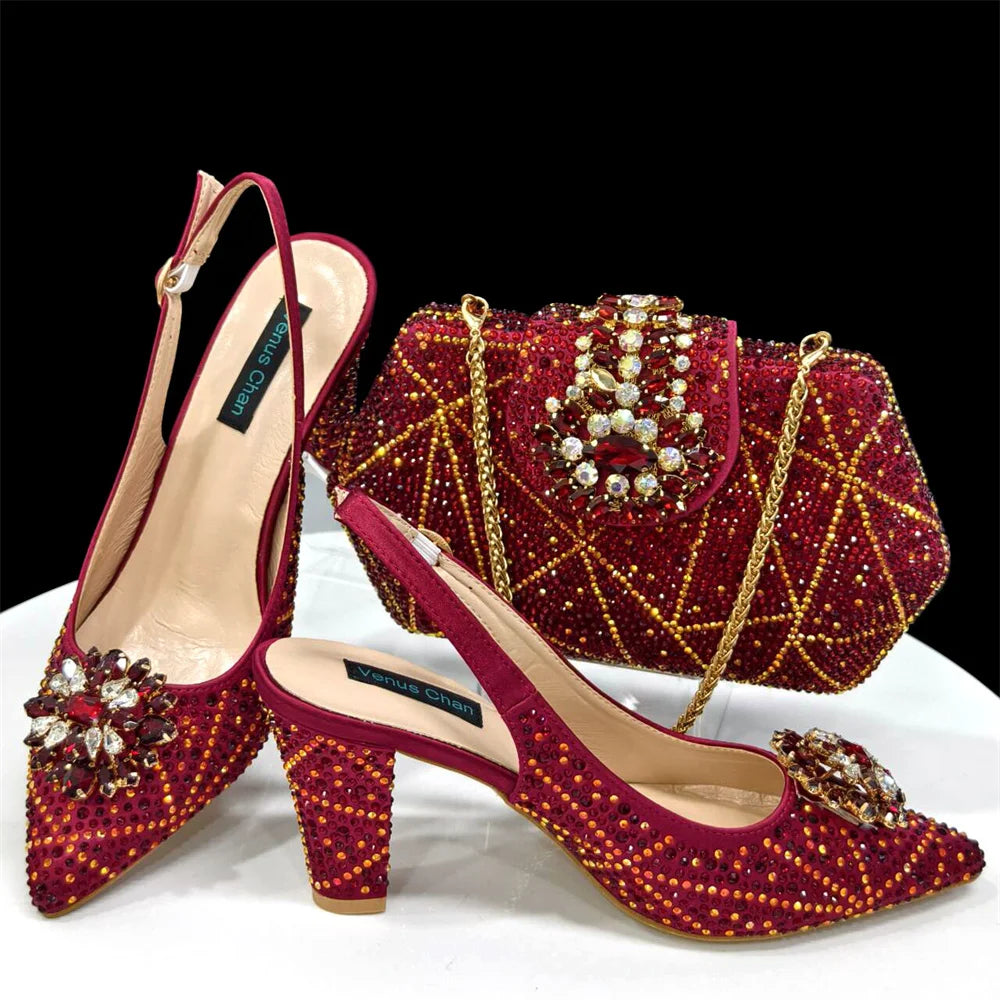 Lastest Italian Style Ladies Shoes with Matching Bag Set HDF1-38