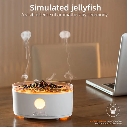 Volcano Aromatherapy Diffuser | Flame & Jellyfish Mist | 300ml