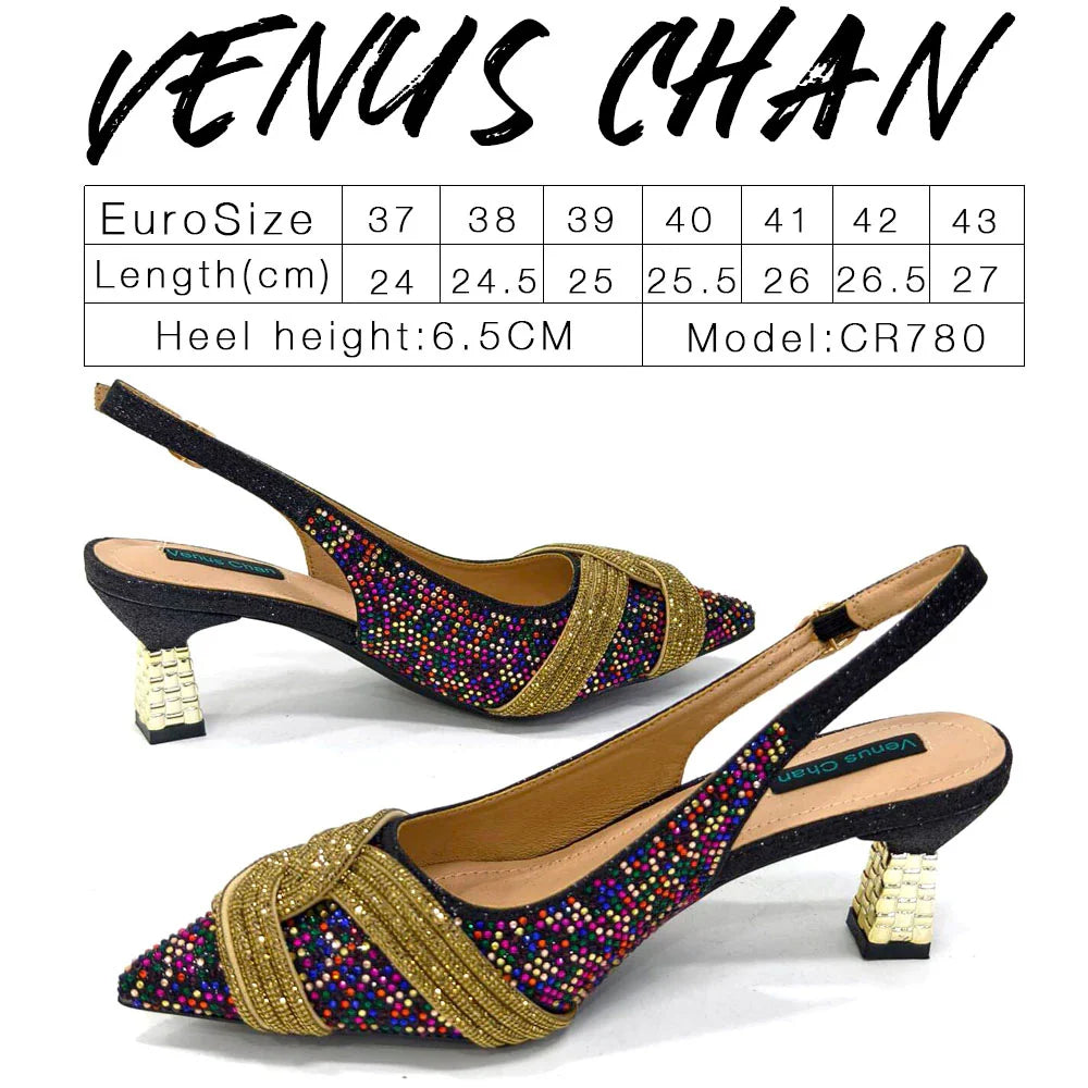 Women's Shoes and Bag Set with Rhinestone