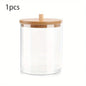 Acrylic Cotton Swab Storage Box Bathroom Jar Cosmetics Storage Box Cotton Ball Pad Round Cotton Swab Holder With Bamboo Cover