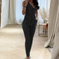 Elegant Pantsuit Set 2 Piece Solid V-Collar Top and Trousers for Women's Fashion Streetwear Summer Outfit