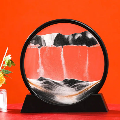 3D Moving Sand Art Picture Round Glass Deep Sea Sandscape Hourglass Quicksand Craft Flowing Painting Office Home Decor Gift