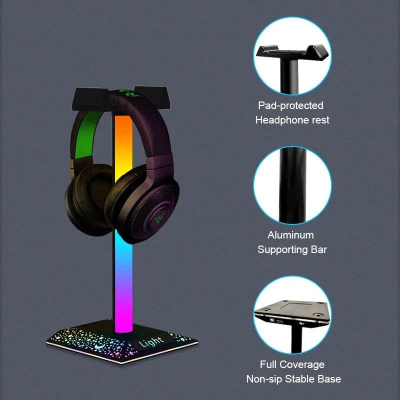 USB LED Lights Gaming Headset Stand RGBIC Lights Gaming Headset Stand Decoration Gaming For Gaming Room Accessories New