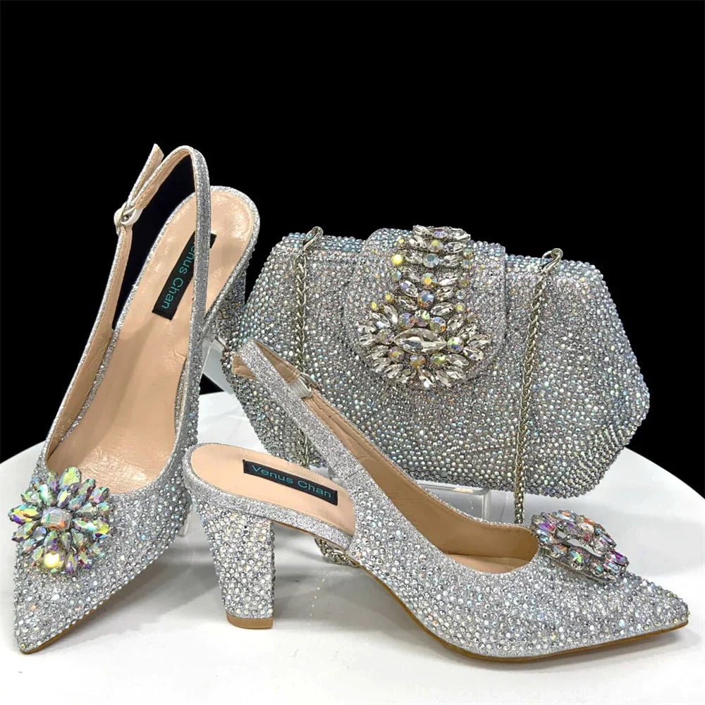Lastest Italian Style Ladies Shoes with Matching Bag Set HDF1-38