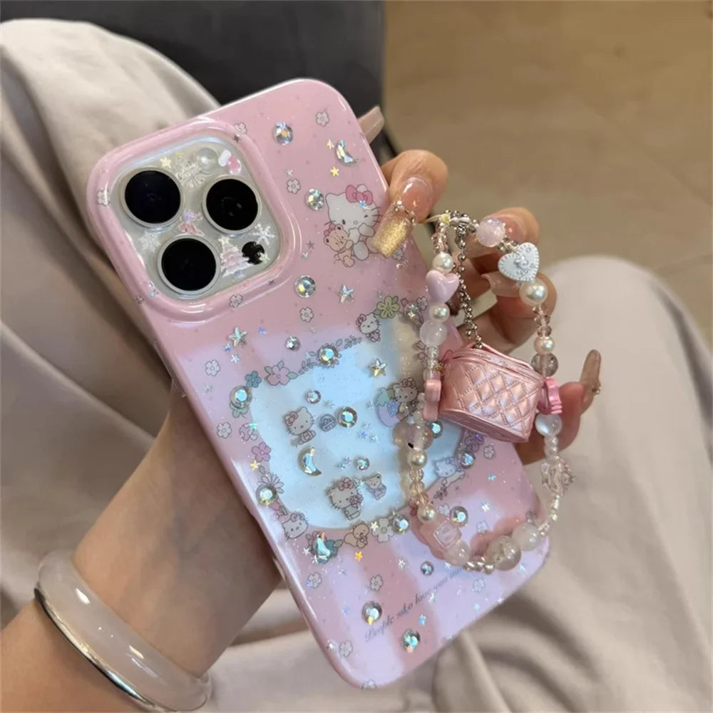 Flowers Hello Kitty Bling Glitter Pink Phone Case